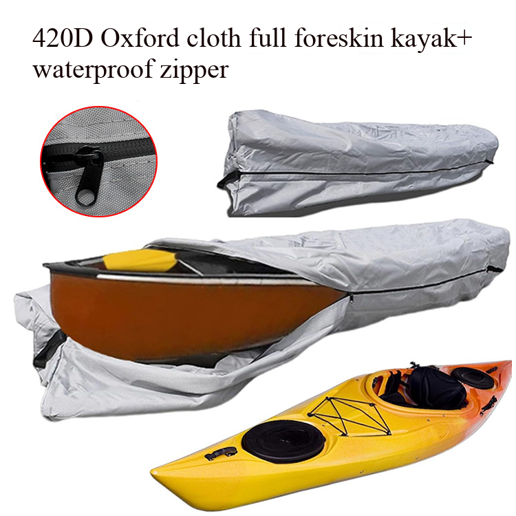Cross border outdoor kayak waterproof cover 420D Oxford cloth kayak rainproof and sunscreen bag boat cover